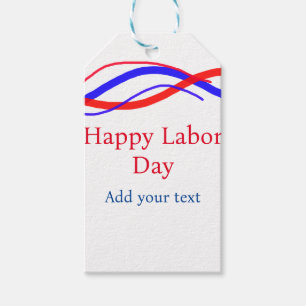 Happy labour day red blue American add your text Gift Tags