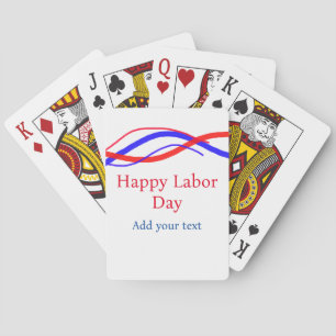 Happy labour day red blue American add your text Playing Cards