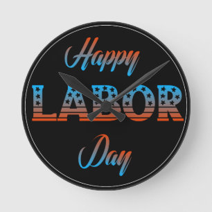 Happy Labour Day Sign Clock