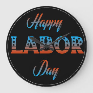 Happy Labour Day Sign Clock