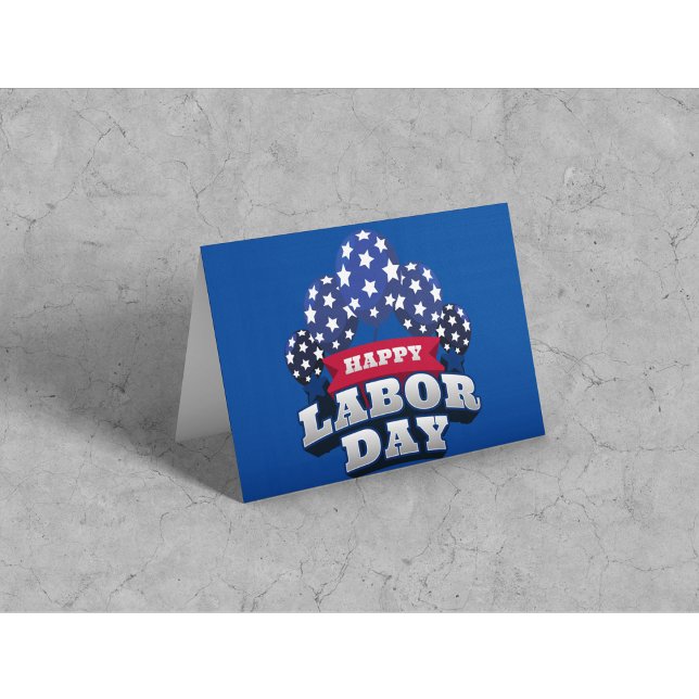 Happy Labour Day Stars Red White Blue  Card (Creator Uploaded)