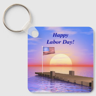 Happy Labour Day US Flag and Dock Key Ring