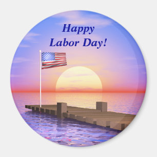 Happy Labour Day US Flag and Dock Magnet