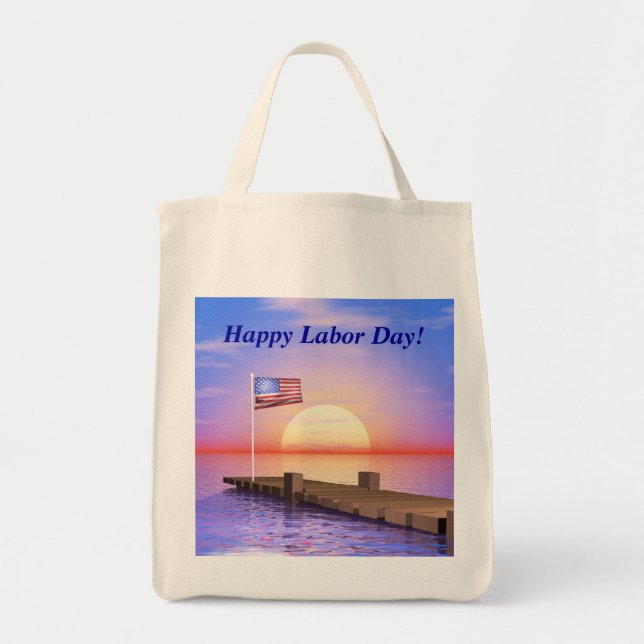 Happy Labour Day US Flag and Dock Tote Bag (Front)