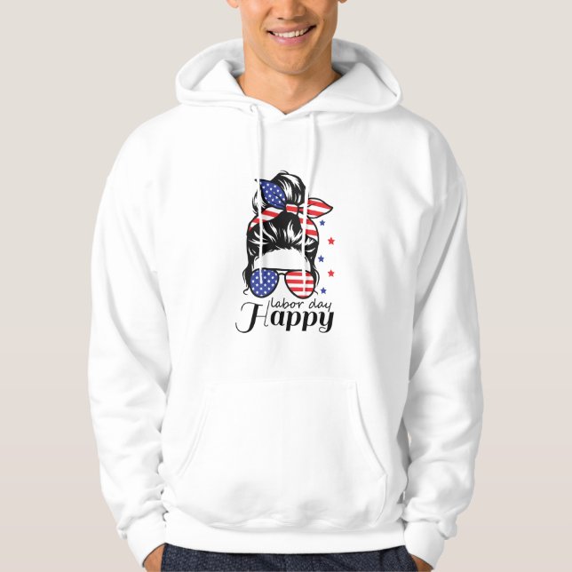 Happy Labour Day US flag Hoodie (Front)