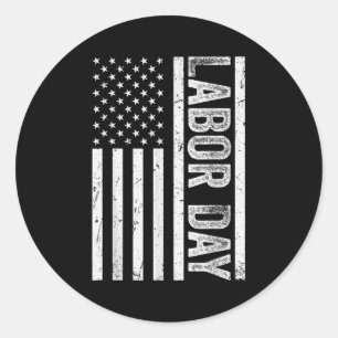 Happy Labour Day Vintage American Flag Patriot Wor Classic Round Sticker
