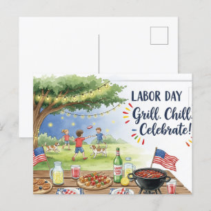 Happy Labour Day  with Flag Postcard