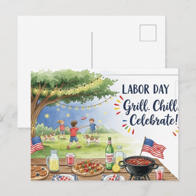 Happy Labour Day  with Flag Postcard (Front/Back)