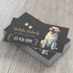Happy Labrador Dog Walking & Pet Sitter Dark Grey Business Card