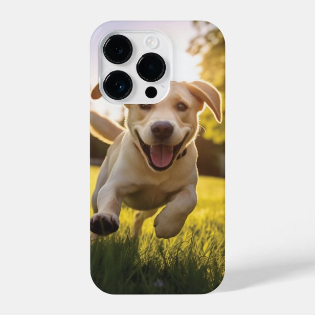 Happy Labrador Puppy Running  iPhone Case (Back)