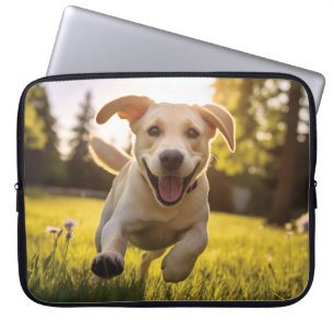 Happy Labrador Puppy Running Laptop Sleeve