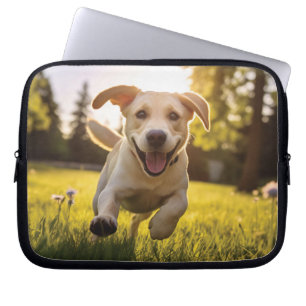 Happy Labrador Puppy Running  Laptop Sleeve