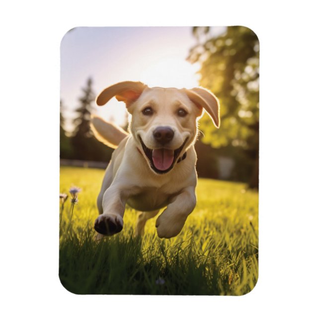 Happy Labrador Puppy Running  Magnet (Vertical)