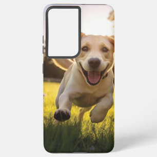 Happy Labrador Puppy Running  Samsung Galaxy Case