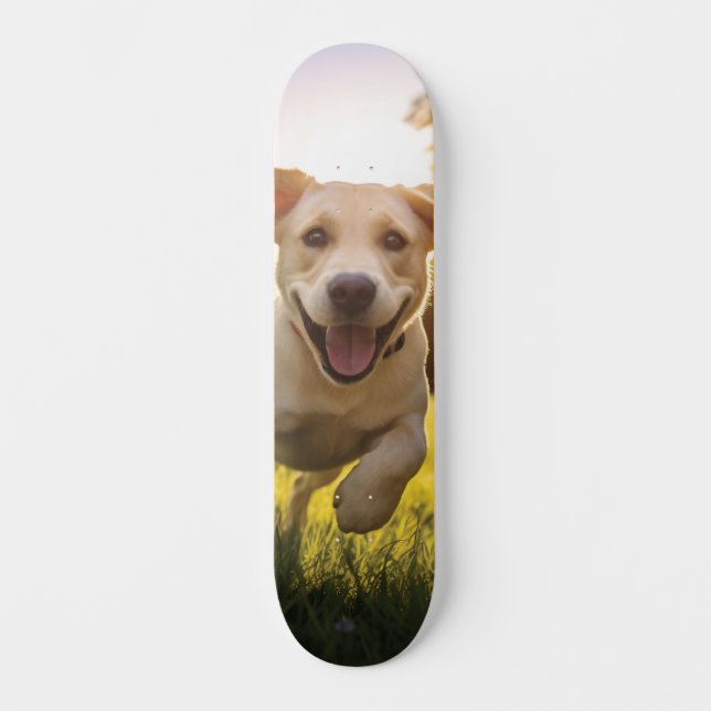 Happy Labrador Puppy Running  Skateboard (Front)