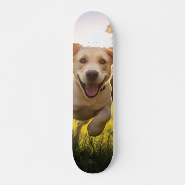 Happy Labrador Puppy Running  Skateboard (Front)