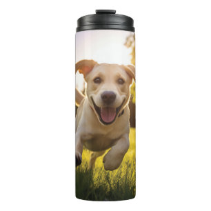 Happy Labrador Puppy Running Thermal Tumbler