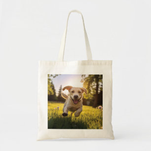 Happy Labrador Puppy Running  Tote Bag
