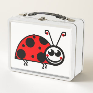 Happy Lady Bug Metal Lunch Box