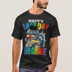 Happy Last Day Of 5th Grade Monster Truck Dinosaur T-Shirt