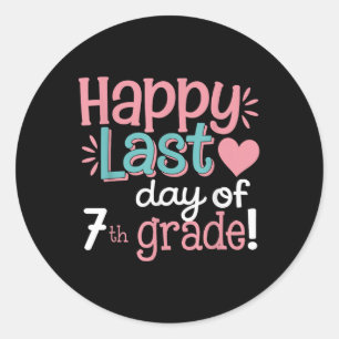 Happy Last Day Of 7th Grade Graduation Boys Girls  Classic Round Sticker