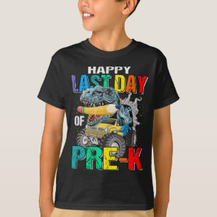 Happy Last Day Of Pre-K Monster Truck Dinosaur Boy T-Shirt