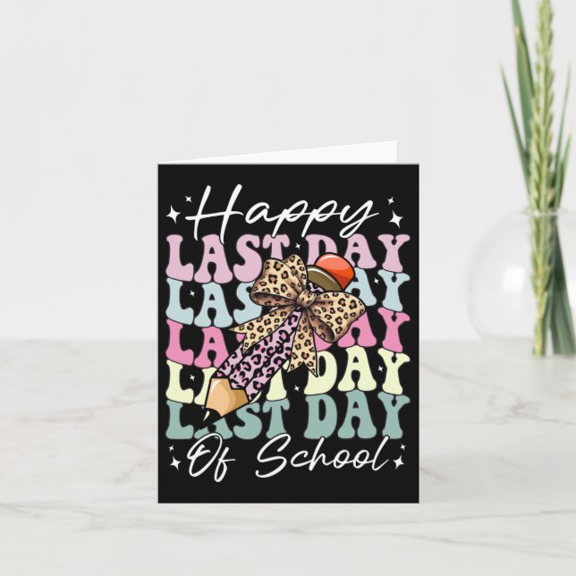 Happy Last Day Of School Coquette Bow Graduation P Card (Front)