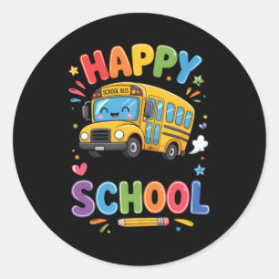 Happy Last Day Of School Cute School Bus Summer Classic Round Sticker