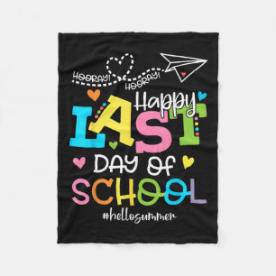 Happy Last Day Of School Hello Summer Students And Fleece Blanket