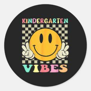 Happy Last Day Of School Kindergarten Vibes Teache Classic Round Sticker