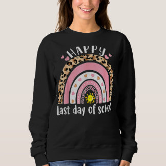 Happy Last Day Of School Leopard Rainbow Boys Girl Sweatshirt