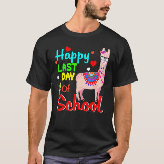 Happy Last Day Of School  Llama Students And Teach T-Shirt