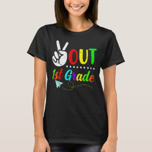 Happy Last Day Of School Retro Peace Out 1st Grade T-Shirt