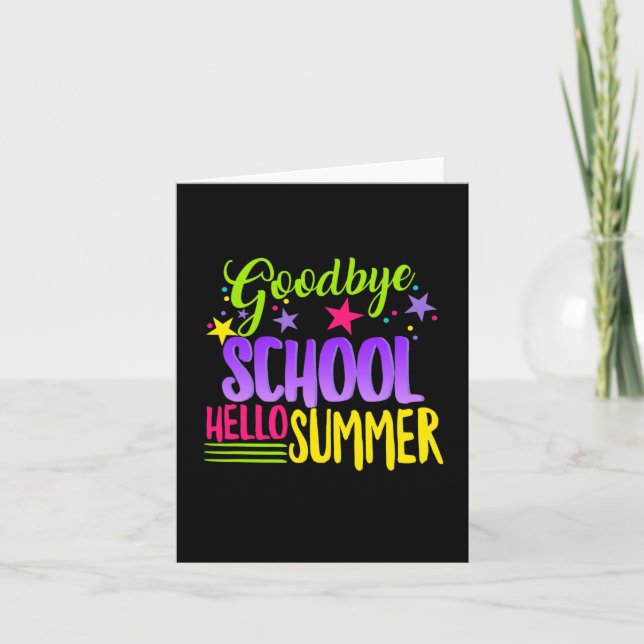 Happy Last Day Of School Teacher Hello Summer Stud Card (Front)