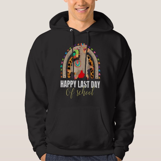 Happy Last Day Of School Teacher Student Llama Rai Hoodie (Front)