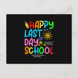 Happy Last Day Of School Teacher Summer Sunglasses Announcement Postcard