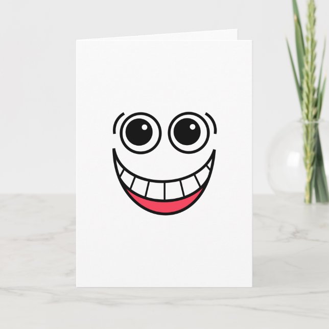 Happy Laughing Funny Comic Cartoon Face Card (Front)
