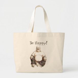 Happy, laughing, good luck, good fortune Buddha Large Tote Bag