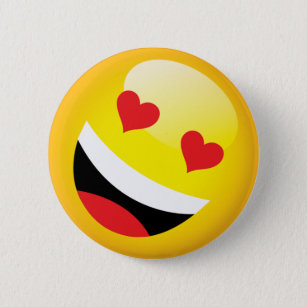 Happy Laughing Love Heart Emoji Face Party 6 Cm Round Badge