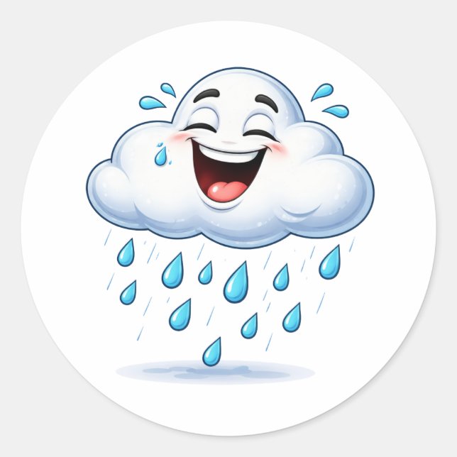 Happy Laughing Rain Cloud Art Sticker (Front)