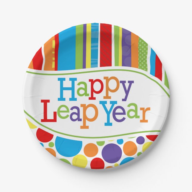 Happy Leap Year 7'' Dessert Plate (Front)