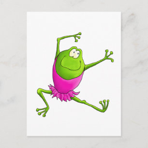 Happy Leaping Ballet Frog Postcard