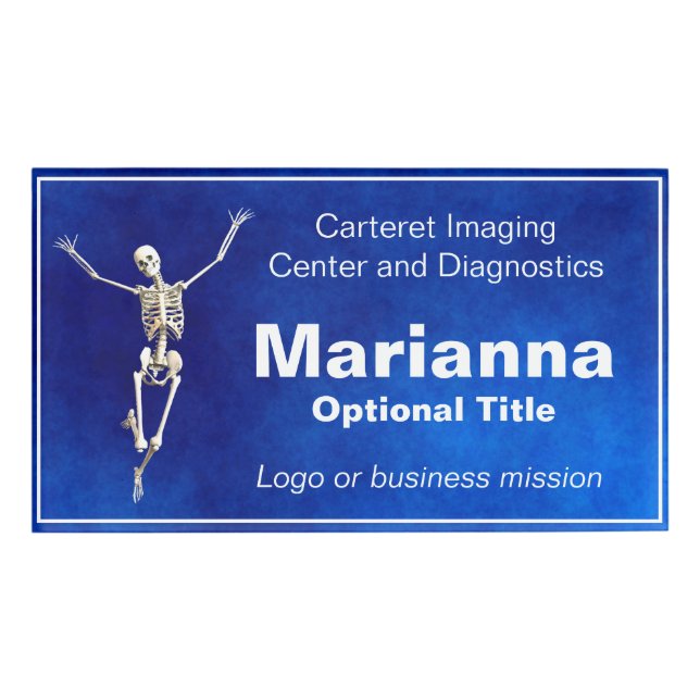Happy Leaping Skeleton Imaging Name Tag (Front)