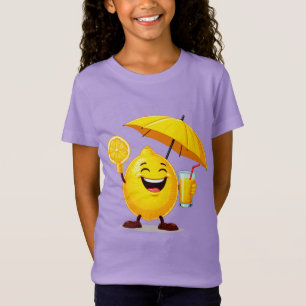 Happy Lemon Cartoon Character Holding Juice T-Shirt