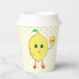  Happy Lemon & Yellow Polka Dots Paper Cups