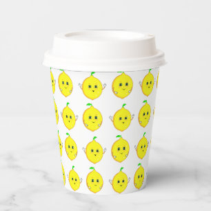 Happy Lemons on White Paper Cups