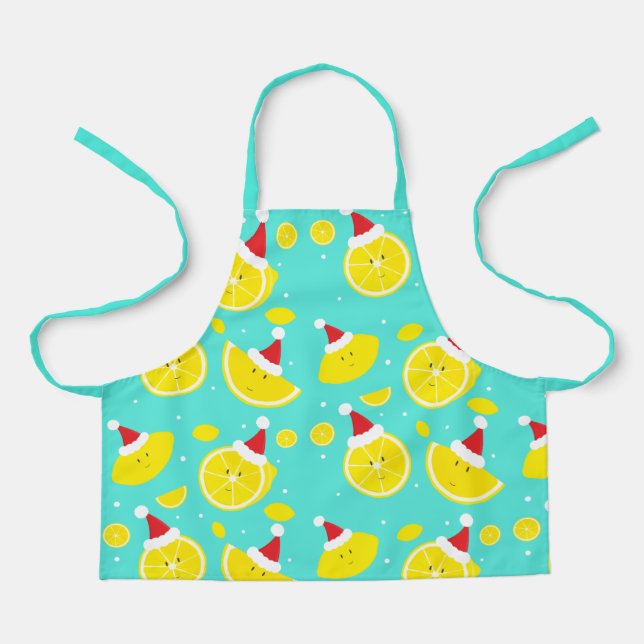 Happy Lemons Santa Hats Christmas Apron (Front)