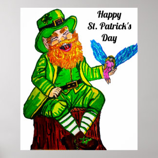 HAPPY LEPRECHAUN AND FAIRY FRIEND POSTER