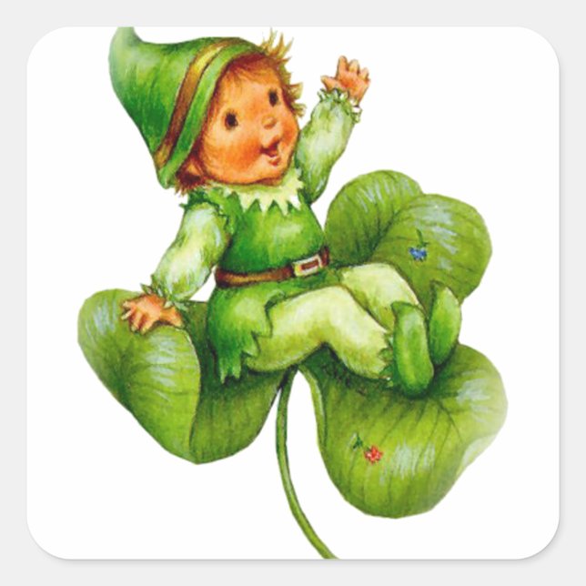 Happy Leprechaun Square Sticker (Front)