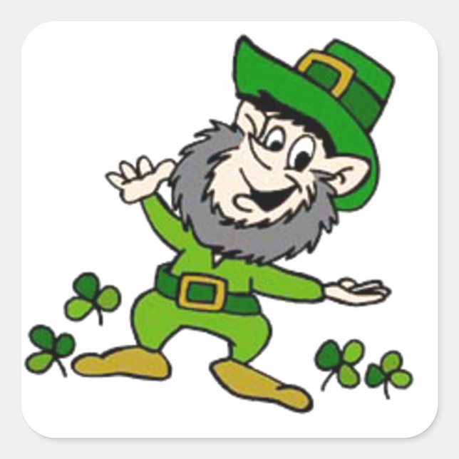 Happy Leprechaun Square Sticker (Front)